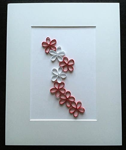 Red and White loop Floral Quilled Art Work Wall Hanging for home and office decor.