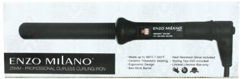 Enzo Milano STR25DV-B Professional Clipless Round Barrel Curling Iron, 1 Inch by Enzo Milano
