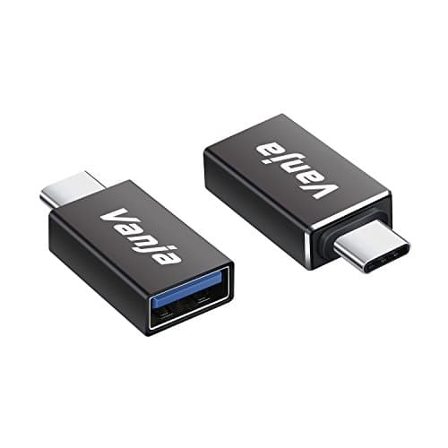 Vanja USB C Adapter Type C/Thunderbolt 3 to USB 3.0 OTG Converter Aluminum 2 Pack for MacBook Pro 2017, Samsung Note 8 S8 S8+, Google Pixel 2 XL, Nexus 6P 5X, LG G5 V20
