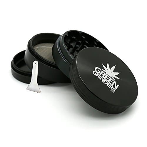 4-Piece 2.5” Weed Grinder, Marijuana Grinders, Black Herb Grinder with Kief Catcher & Scraper, Cannabis Grinders - Large Anodized Aluminum & (Carrying Case Also Included)