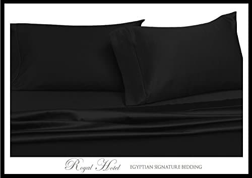 Royal Hotel's Solid Black 300-Thread-Count 3pc King Duvet-Cover 100-Percent Cotton, Sateen Solid, 100% Cotton