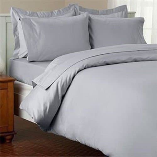 Amazon Basic Hotel Collection 800TC 3pc Duvet Cover Set 100% Egyptian Cotton Queen Size Silver Grey Solid