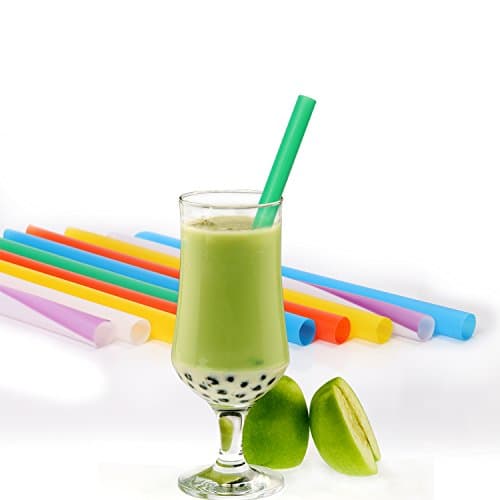 Bubble Tea &amp; Smoothie Straws, Wide Drinking Straw for Thick Milkshake Slushie Boba, 100 / Bag, Individually Wrapped, 6+ Assorted Colors Party Straws (0.43” Wide 7.5” Long)