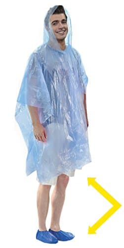 EMERGENCY KIT!! Head to Toe Protection in a Convenient Combo Pack, 5 Blue Disposable Hooded Rain Ponchos and Water Resistant Shoe Covers!!