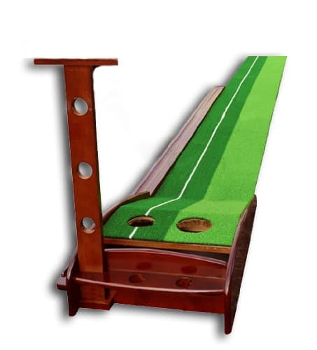 Double Sky Wooden Putting Mat Automatic Ball Return Golf Putting Green