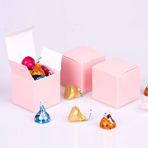 We Moment Pink Candy Box 2 x 2 x 2 inch,Small Square Paper Box,for Holiday Celebration Party Supplies Decorations,Pack of 50