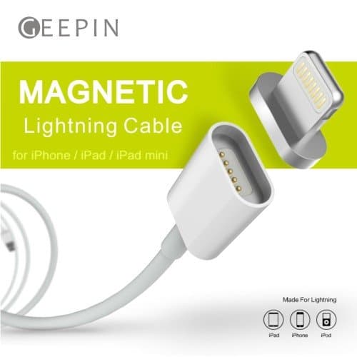 Apple Lightning to USB Magnetic Cable[Charging indicator light], GEEPIN 3.3ft High Speed and Charge USB Cable Line with Lightning Connector for iPhone 6s Plus / 6 Plus, iPad Pro, Air 2 and More