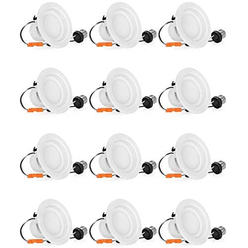 SGL 12-Pack 4 Inch Dimmable LED Recessed Lighting, 9W (65W Equivelent), 4000K Daylight White, 780LM, LED Downlight