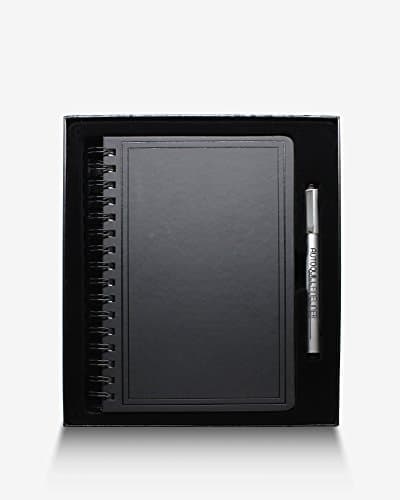 Alpha Scribe Wire: Premium Wirebound Ruled Journal (5.8"x 8.3")- Black Leather Hardcover Notebook Gift Box Pen Set - 200 Recycled White Pages