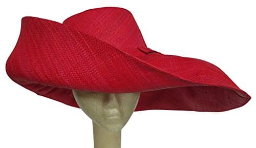 Authentic African Hand Made Red Madagascar Big Brim Raffia Sun Hat