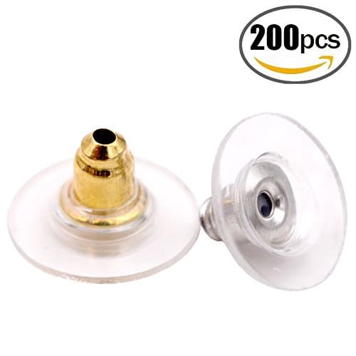 Bullet Clutch Earring Backs - 200pcs Earring Safety Backs with Pad Gold and Silver