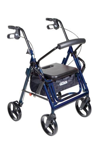 Drive Duet Dual Function Transport Wheelchair Rollator Rolling Walker, Blue, Model - 795B