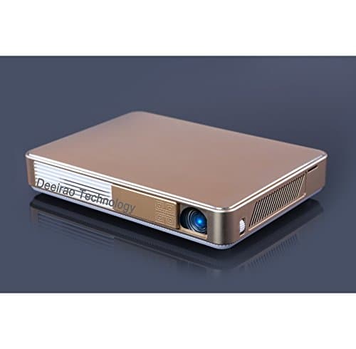 4K UHD 3D DLP Mini Pocket Home Theater Projector Android4.4 Octa Core GPU 1280x720 Native Resolution Support 2160P 1080P HDMI USB LED Lamp Alloy Body Youtube Facebook Gold