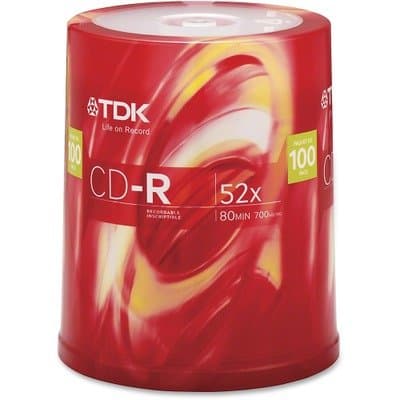 (3 Pack Value Bundle) TDK48555 CD-R Discs, 700MB/80min, 52x, Spindle, Silver, 100/Pack