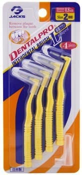 DentalPro Size 2 (SS) L-Shaped Interdental Brushes 4-Pack