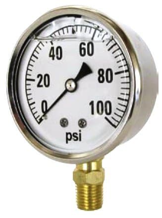 Valley Industries 2 1/2" Single Scale Liquid-Filled OEM Gauge; 0-100 PSI (2141GXB100)