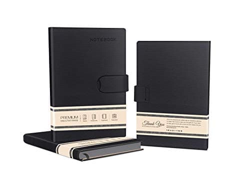 Amsburg Premium PU Leather Hidden Magnet Button Journal Notebook Diary (Black) Office Product