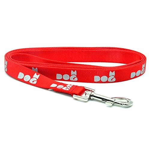 Enthun Basic Nylon Dog Leash with Water Repellent and 3M Reflective Pattern, 4ft and 5 ft Long (Large, Red)