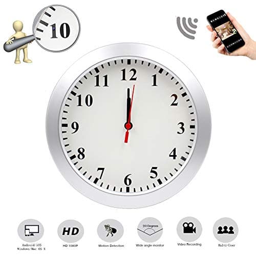 Mopora WiFi Indoor Hidden Camera Wall Clock, 1080P Remote View, and Motion Detection Monitor Your Home and Office