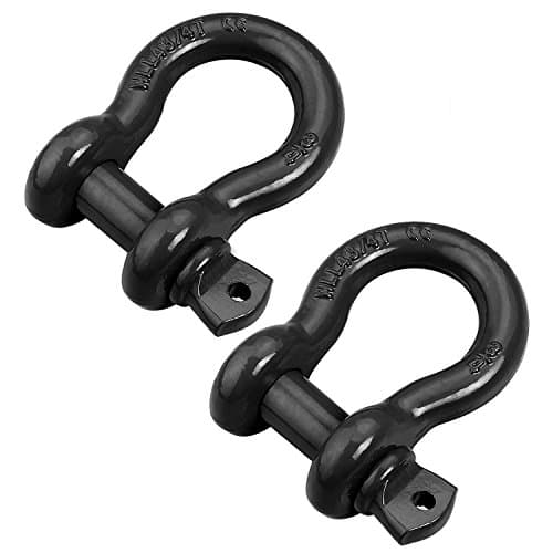 Gaxiog Shackles 3/4 (2 Pack) D ring Shackle Rugged 4.75 Ton (9,500 Lbs) Capacity ，for Vehicle Recovery, Towing＆More ，For Jeeps &amp; Trucks Accessory,Black