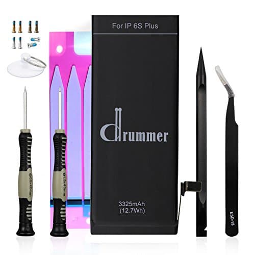 DRUMMER Replacement Battery for iPhone 6s Plus - High Capacity 3325mAh, 0 Cycle UL Listed Li-ion Cell - with Repair Tool Kits[24 Months Warranty]