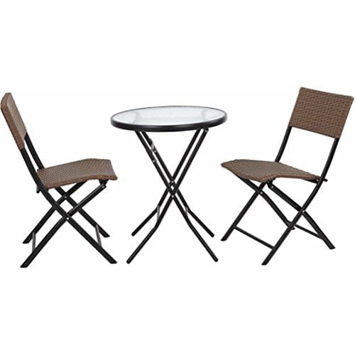 Black steel frame Folding construction Espresso 3Piece Bistro Set