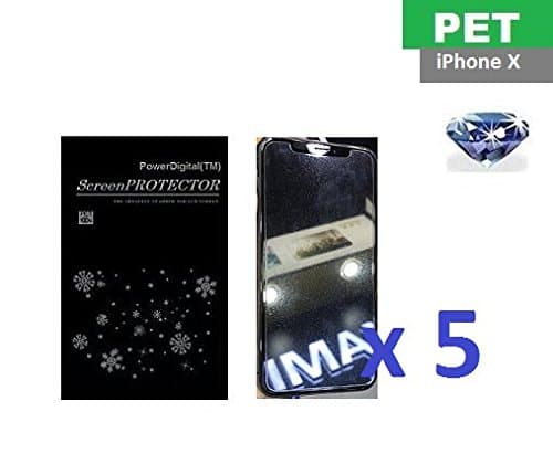 PowerDigital(TM) Diamond Sparkling Glitter Screen Protector for iPhone Xs/X (iPhone 10) 2017 with Lint Cleaning Cloth (Retail Packaging, PET Material) - 5 Pack