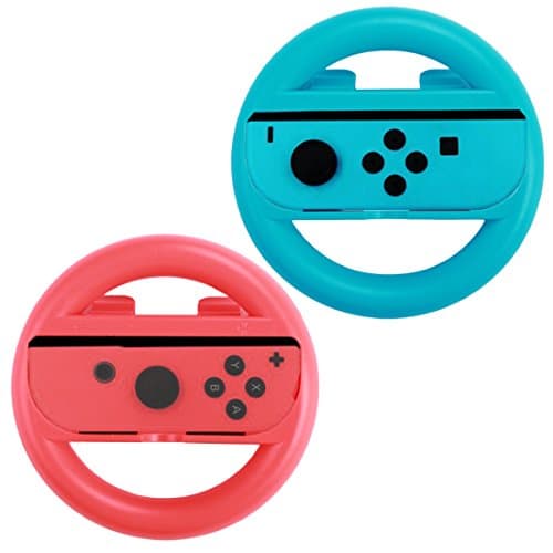 kilofly 2pc Nintendo Switch Joy-Con Steering Wheel Game Controller Grip Set