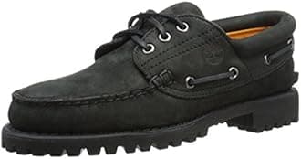Timberland Men's Authentics 3 Eye Classic Lug Boot, Black Nubuck, 8 M US