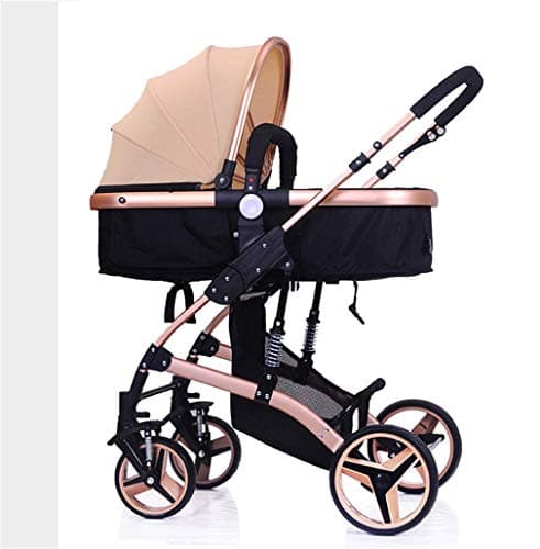 High Landscape Stroller, Sleeping Basket Angle Adjustable Baby Carriage Two-Way Shock Absorber Four Seasons Available Folding Cart With Gift