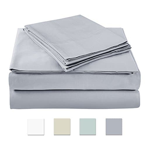 AXIA 500 Thread Count 100% cotton Sheet Set, Grey King Sheet Set, 4-piece Long Staple Combed Pure Cotton best sheets for bed, Breathable, Soft &amp; Silky Sateen Weave Fits Mattress upto 18" deep pocket