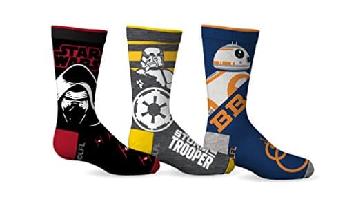 Star Wars Boys BB-8 &amp; Stormtrooper 3-Pack Crew Socks (Sock Size 6-8)