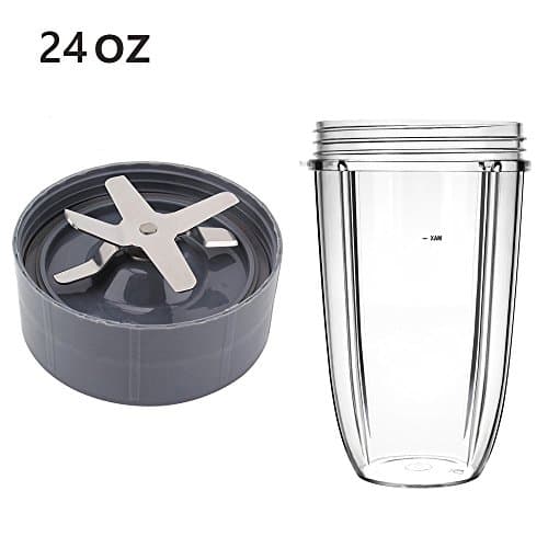 QueenTrade Replacement Cup & Blade Set - 24OZ Tall Cup with Extractor Blade For NutriBullet 600w and Pro 900w Blender (NOT FIT Magic Bullet or Ninja blenders)