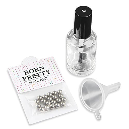 1 Set 15ml Empty Nail Polish Bottle and Mini Funnel with 20Pcs 5mm Stainless Steel Nail Mixing Beads Manicure Nail Art Tool Set