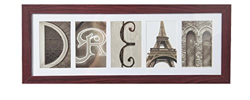 Imagine Letters 5-Opening Photo Collage Frame, White Matted Brown