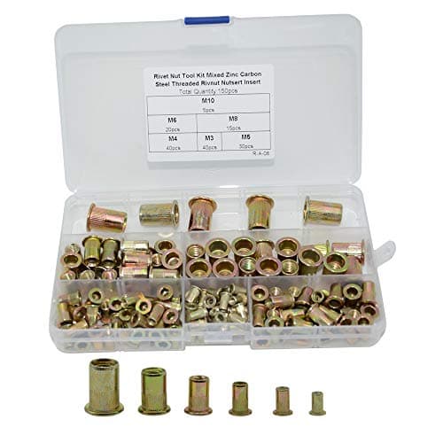 HZ150-6 Rivet Nuts 150 pcs Rivet Nuts Blind Rivet Nuts Rivet Assortment Set M3 M4 M5 M6 M8 M10 (150pcs 6 in 1)