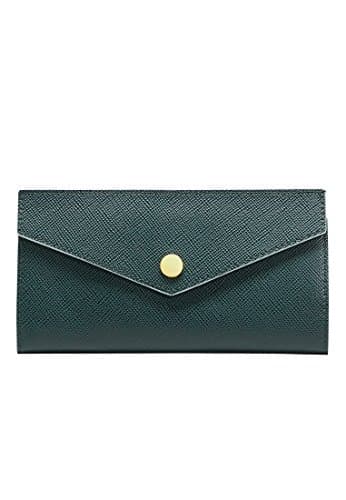 Violeta By Mango Women's Plus Size Pebbled Flap Wallet, Green, One Size