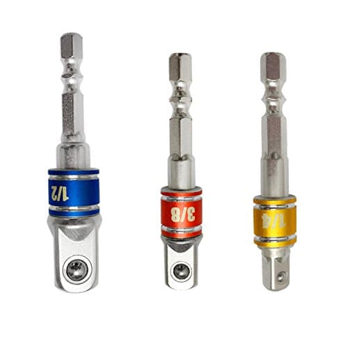 3pc Set 1/4" 3/8" 1/2" Cordless Impact Grade Driver Socket Wrench Adapter Hex Shank Adapter Drill Nut Driver Power Extension Bit Set for Hand Drill Bit Socket Set Ratchet Wrenches Extension