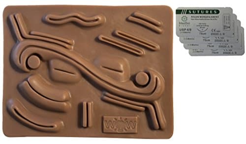 Suturing Training Pad Brown Large (Suturing Pad &amp; 4x 4-0 Nylons)