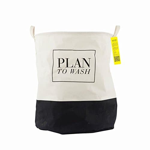 Guurachi Fabric Foldable Round Laundry Basket Hamper Closet Storage Bin Bag Plan To Wash (C2)