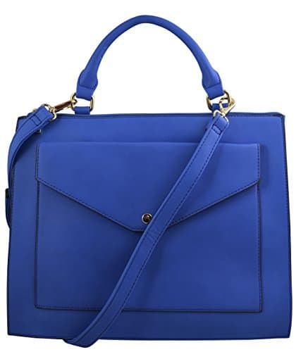 Katie Q Elegant Structured Slim Office Satchel Bag with Envelope Style Front Pocket