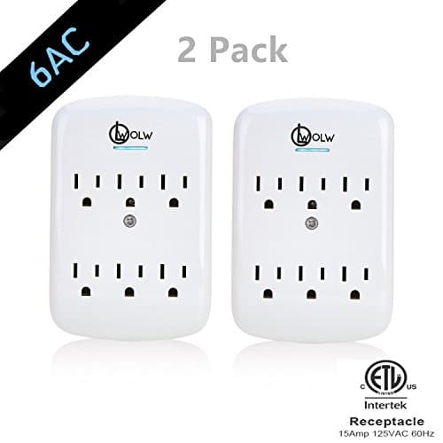 Outlet Extender，Wall Surge Protector 6 AC Outlets Multi Plug Outlet，6-Plug Extender，Wall Outlet Expander Suitable for Home，Wall Mount Adapter with 450 Joules, ETL Certified