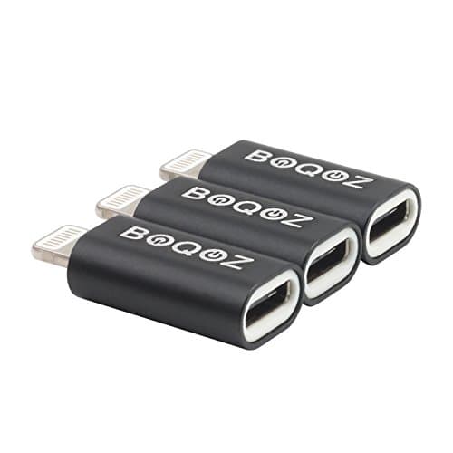 Type C to Lightning Adapter 3-Pack, Boqoz Type-C(USB-C) Female to Apple 8-Pin Charge and Sync Adapter - Data Sync your iPhone/iPad/iPod with USB-C Cables to PCs and Macbook Pro (Black)