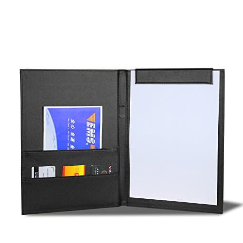 Pu leathr A4 Size Writing Pad,Padfolio Clipboard Folder,Conference Notepad for Business Meeting School Office (Black)