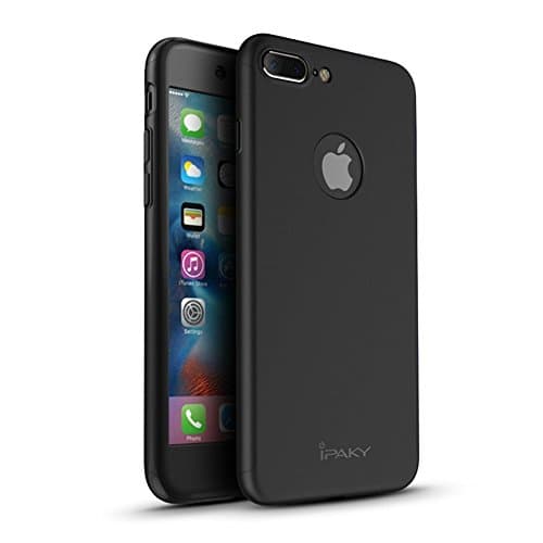 iPhone 7 Plus Case,Ezeagbor &amp;ipaky 360 ° Full-around Protection Cover [ Perfect Fit ] Ultra-Thin Front and Back Cases + [ Free gift ] Tempered Glass Screen Protector (Black for iPhone 7Plus)