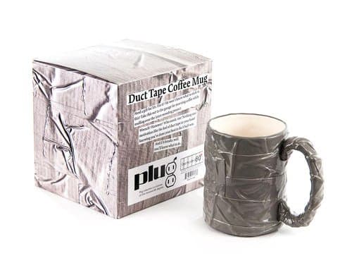 Silver DUCT TAPE Mug Coffee Cup, Mr. Fix It DIY Man Gift by Plug