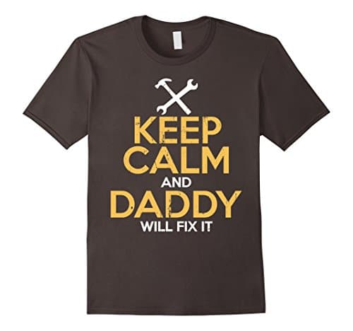 Mens Keep Calm and Daddy Will Fix It T-Shirt Large Asphalt