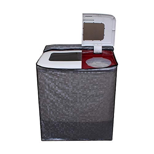 Lithara PVC Top Load Semi Automatic Washing Machine Cover For 6 kg, 6.2 Kg, 6.5 Kg, 7 Kg | Size : 58.4 x 58.4 x 88.9 Cm | (Grey)