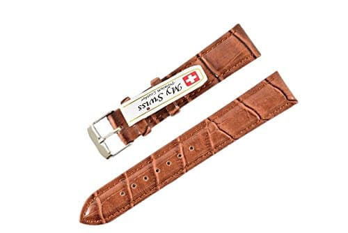 NP Watch band Leather Watch Band Crocodile Pattern Width 18 mm. Brown Color