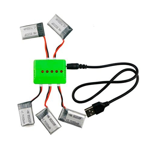OVERMAL 5PCS 3.7V 300mAh Li-Polymer Battery +A Five Charger For FQ777 FQ17 RC Quadcopter